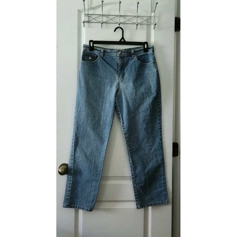 Gloria Vanderbilt Women's Blue Jeans Pants High-Rise Straight Leg Pocket Size 12